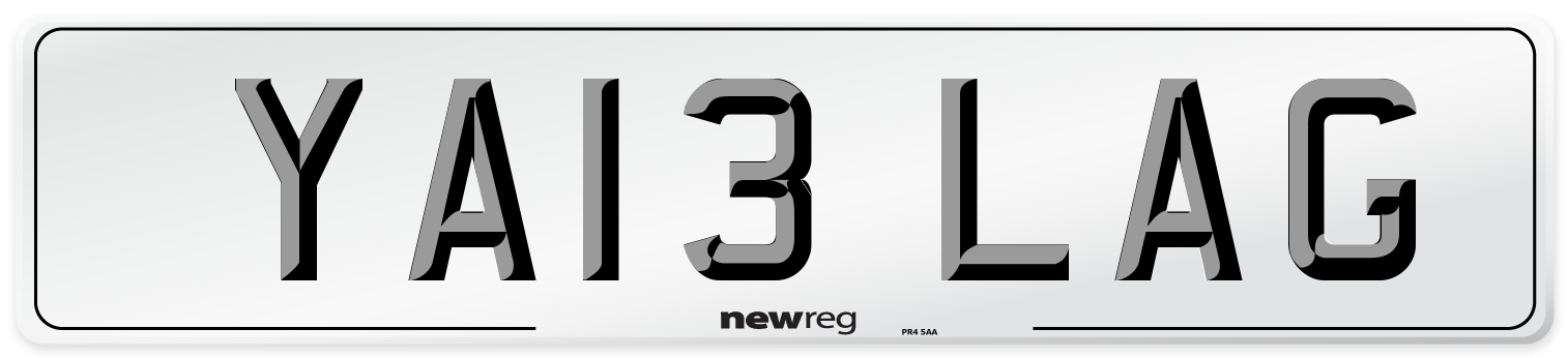 YA13 LAG Number Plate from New Reg